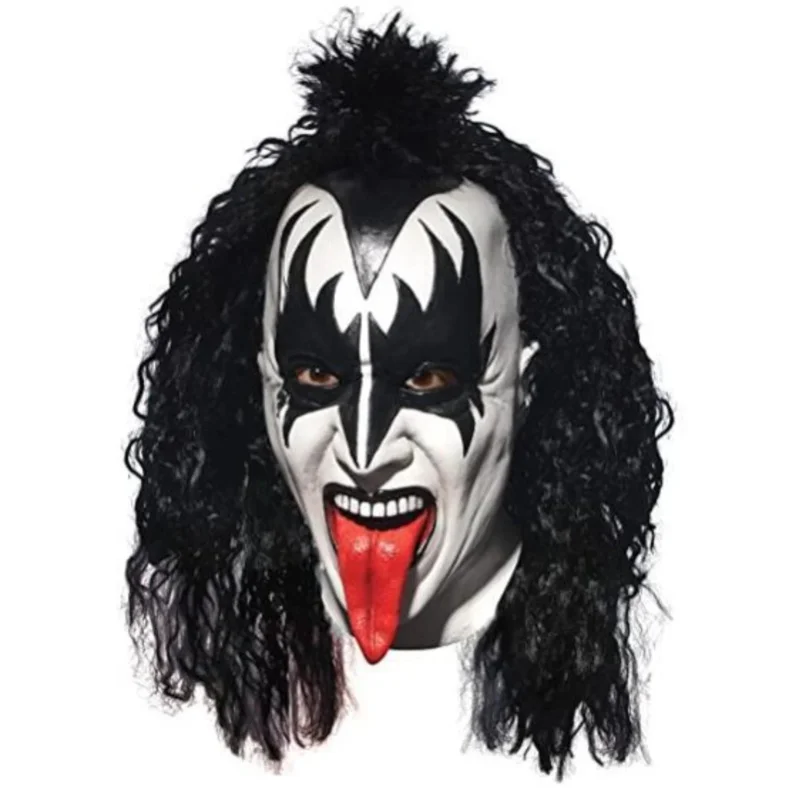 Halloween Kiss Gene Simmons Lead Singer Latex Mask Electric Music Festival Cosplay Horror Masks Party Dress Up Performance Props