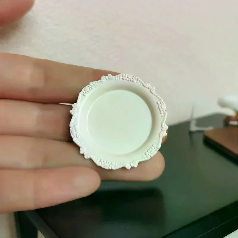 Conjunto de brinquedos de prato de pastelaria de escultura retrô: 3 peças de casa de bonecas em miniatura para meninas brincar na cozinha