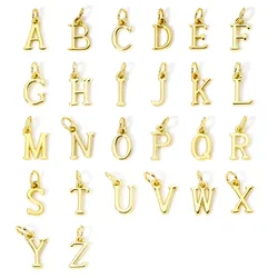 5 Piece Brass Charms 18K Gold Plated Capital Alphabet Initial 26 Letter