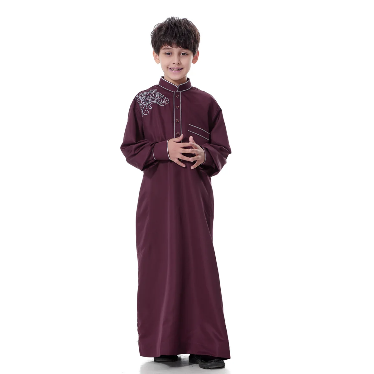 무슬림 남아용 어린이 사우디 로브, Thoub Jubba Thobe Daffah 아랍 원피스 이슬람 의류, 맥시 가운, 아바야 라마단 해빙, 중동