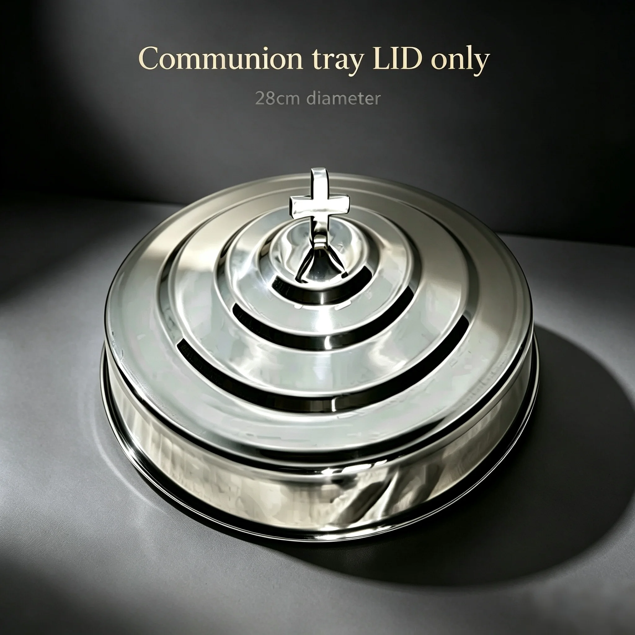 Stainless Steel Church Holy Worship Tray Cover, Ten Cross Lid Hold, 40 Cups Christian Sacures New