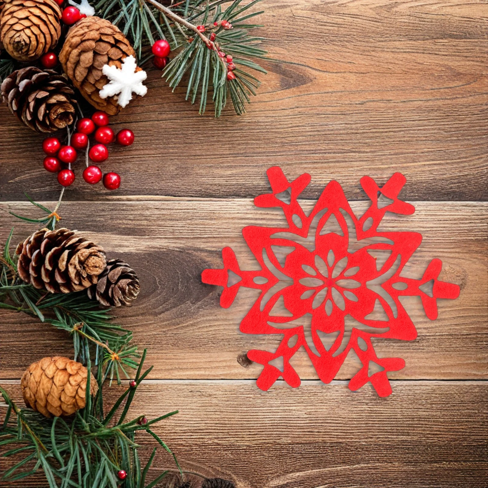 

Felt Coasters Non Mat for Home Ceramics Red Round Set Protect Furniture from Heat Watermark Holiday Gifts