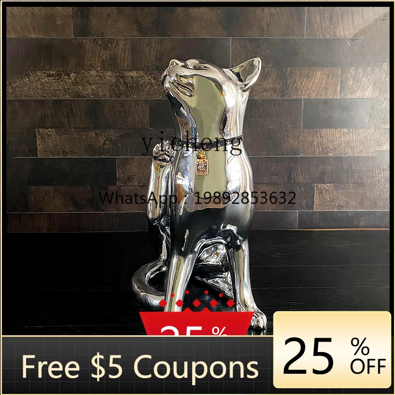 

AA Electroplating handicraft fiberglass animal home decoration living room ornament light luxury personalized cat ornament