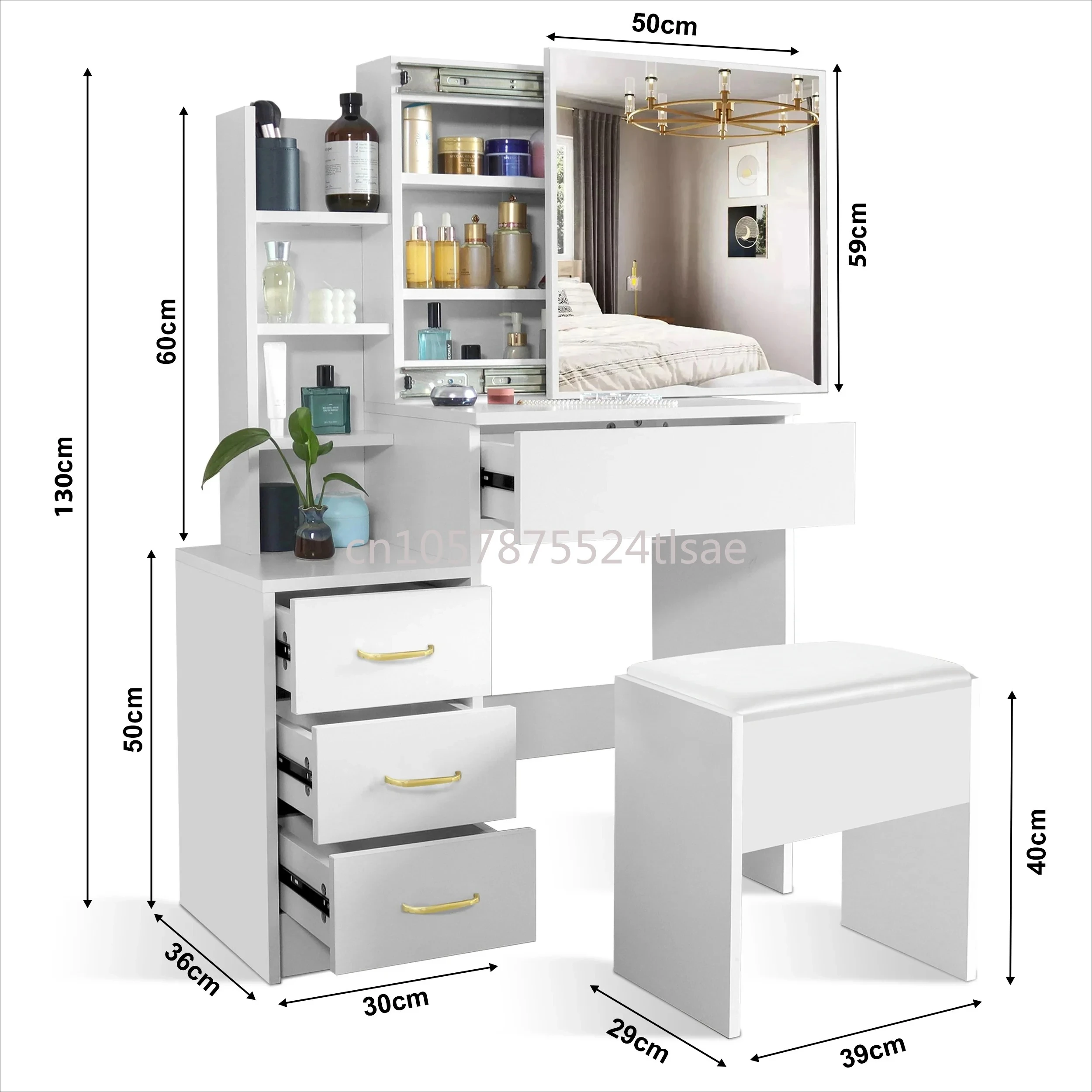 Dressing Table Bedroom Furniture with Sliding Mirror Stool Makeup Vanities for Bathroom and Hall for Bedroom Use