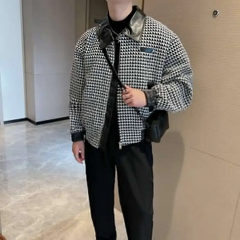 

Fall ular Plaid ort Jaet Men's Loose Casual Outerwear Versatile Commuting Top Polyester Youth Trend Polyester Fiber