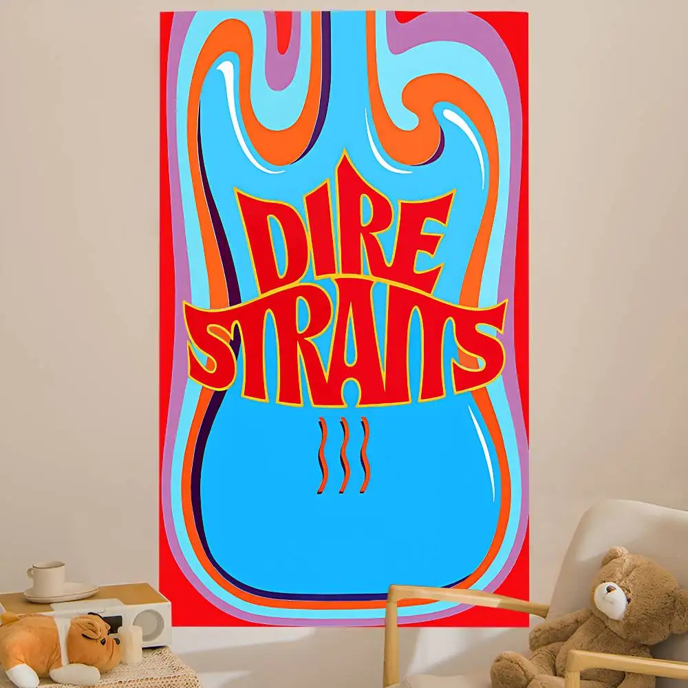 D-Dire S-Straits Singer Band Cartoon Tapestry Wall Hanging Decoration Household Home Decor