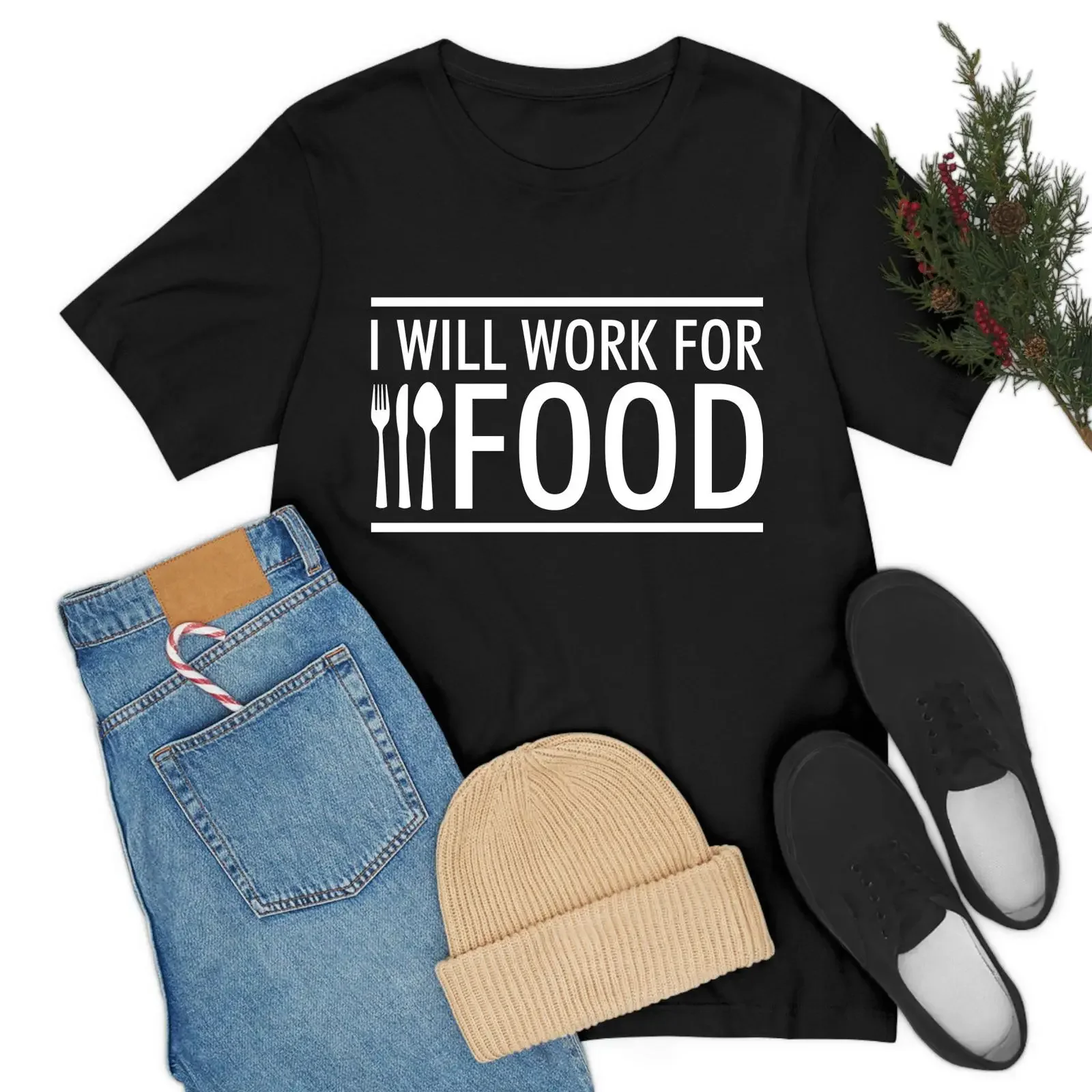 I Will Work for Food Lover Sarcastic Hungry Funny T Shirt vintage Washed streetwear designer clothes homme Breathable