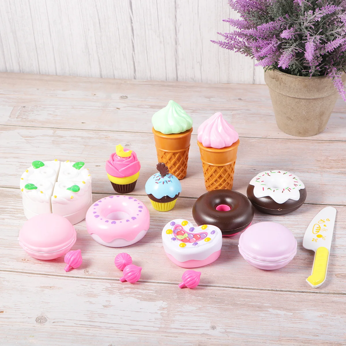 17 stuks simulatie cake donuts koekjes ijs dessert set plastic bestek voor kinderen snijden rollenspel educatief keuken spelen