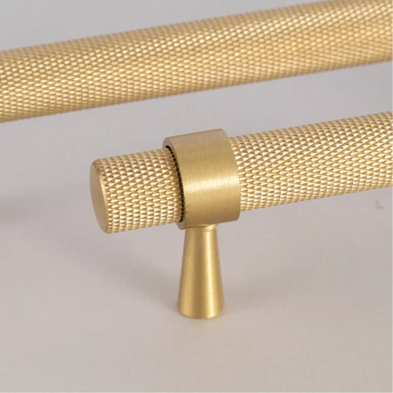 1pcs Brass T Bar Gold Knurled/Textured kitchen handles Cabinet Handles Drawer Pulls Bedroom knurling Knobs