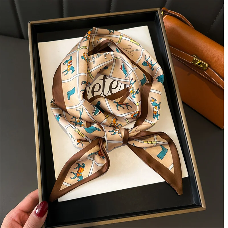 2025 Foulard Imprime Cheval Pour Femme، Long Bandeau En Satin Doux، Design De Luxe، الحجاب De Bureau، 14*147 سم