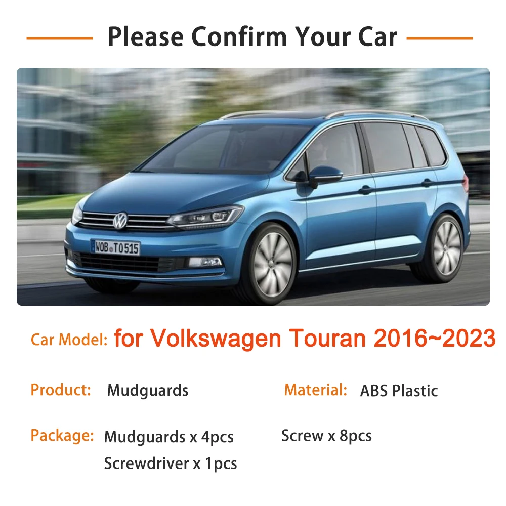 For Volkswagen VW Touran 5T 2016 2017 2018 2019 2020 2021 2022 2023 Accessories Mudguards Fender Mud Flaps Guard Splash Mudflaps