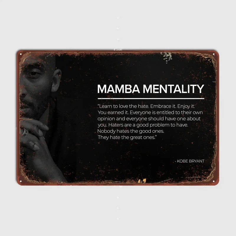 Mamba Mentality Metal Wall Art Mural Vintage Metal Signs for Pub Club Coffee Bar Wall Decoration Home Decorations Room Decor