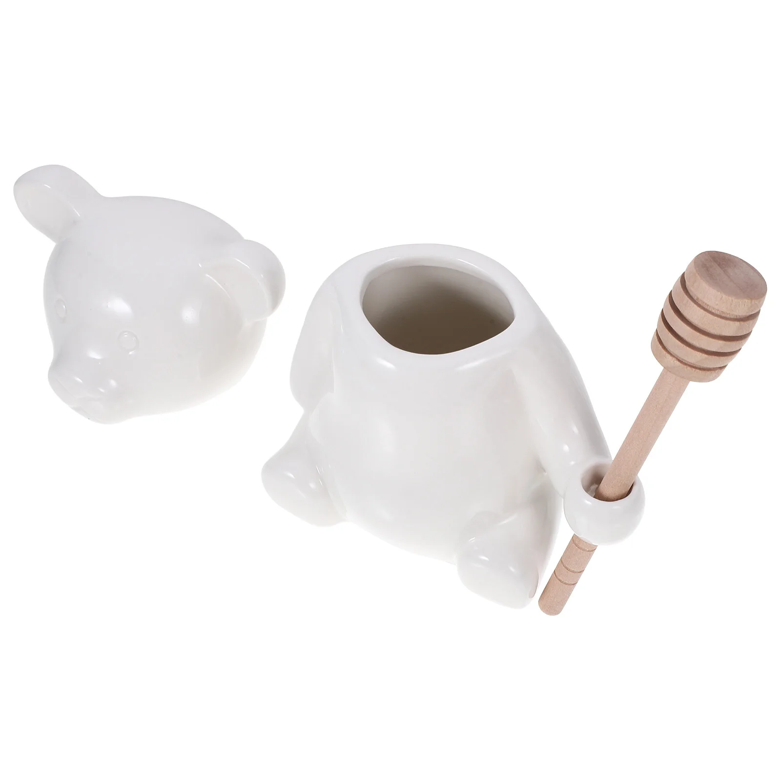 

1 Set Ceramic Honey Jar With Dipper Stick Bear Shape Storage Container For Honey Syrup Jam Kitchen Organizer Dispenser Empty Jar