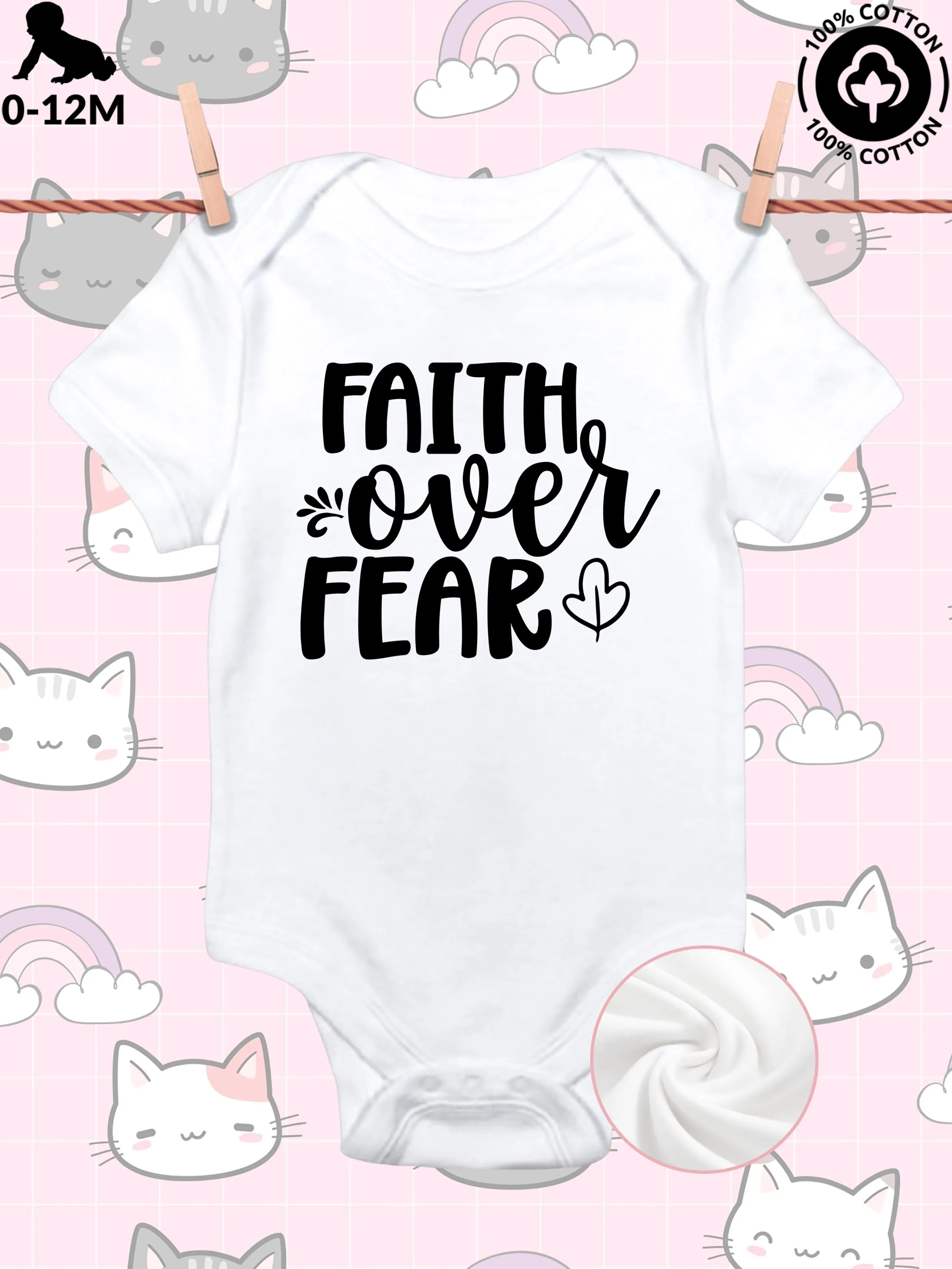 

Детский костюм Faith Over Fear унисекс для ползания, мягкий комбинезон из чистого хлопка, всесезонное белое боди 190GSM