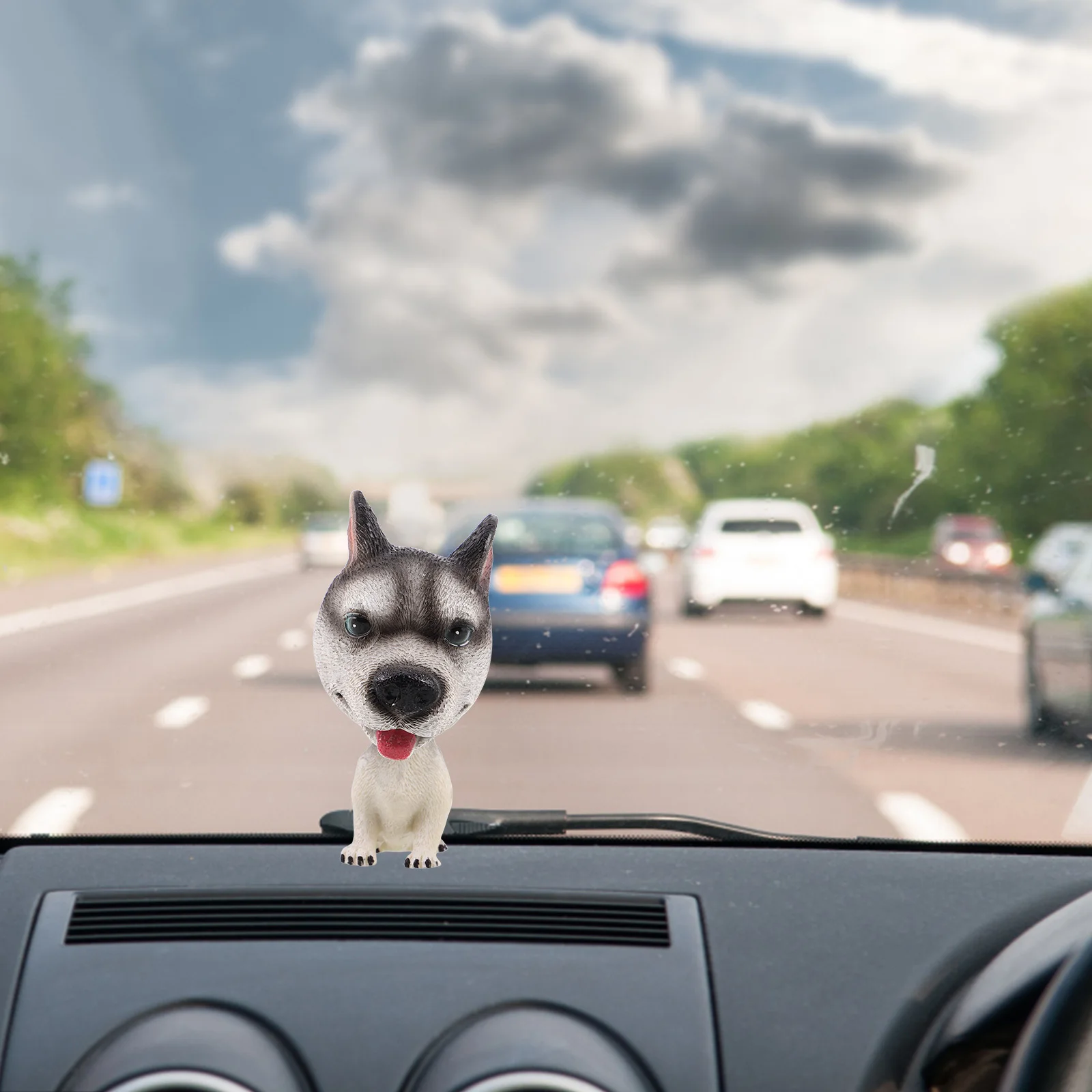 

Realistic Resin Shaking Head Dog Ornament Car Dashboard Husky Resin Spring Decoration Creative Car Interior Accessories Stress