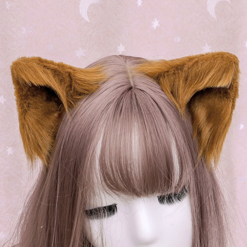 Słodki piękny futrzany zwierzę uszy bestii spinki do włosów Anime wilk dla kota Cosplay pluszowe spinki kostium na