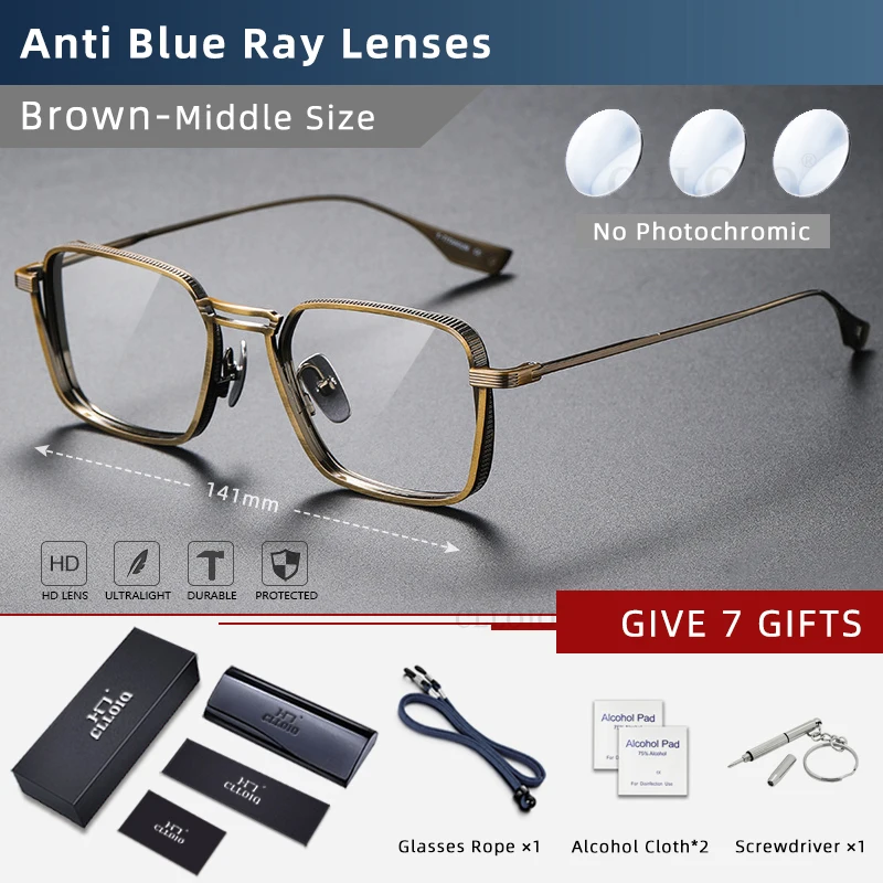 CLLOIO Reines Titan Blau Licht Blockieren Männer Lesebrille Handgemachte Myopie Brillen Rahmen Photochrome Rezept Brillen