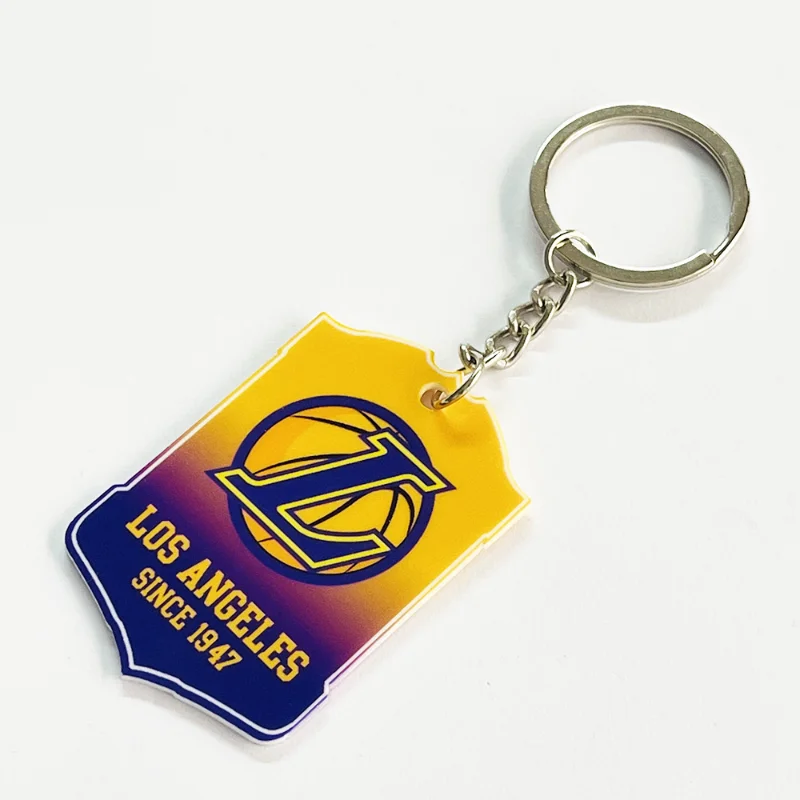 Basketball Club Keychain Kobe Lakers Cavaliers Warriors Basketball Team Keychain Acrylic Pendant Male decor