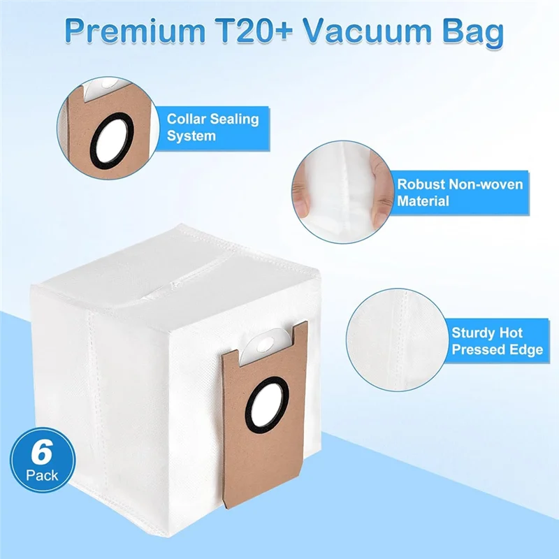 -ESTR Para Airrobo T20 + Robô Aspirador de pó Peças de reposição Escova lateral principal Filtros Hepa Mop Pads Sacos de pó Acessórios