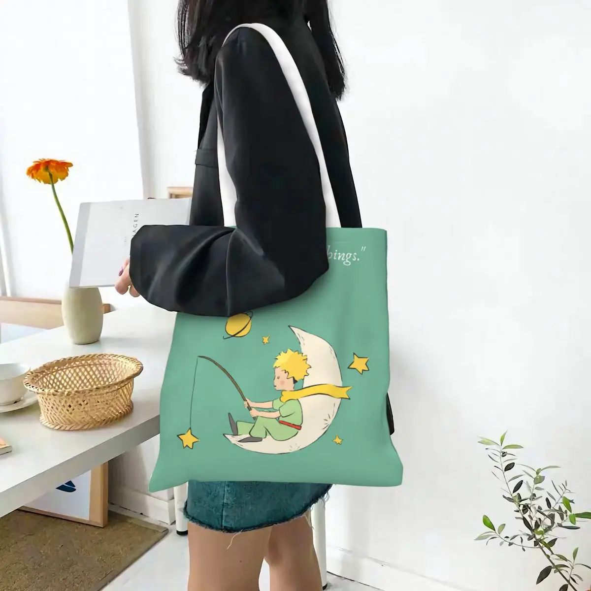 Le Petit Prince Tote Bags Women Handbag Canvas Student The Little Prince Shoulder Bag Casual Shopping Bag