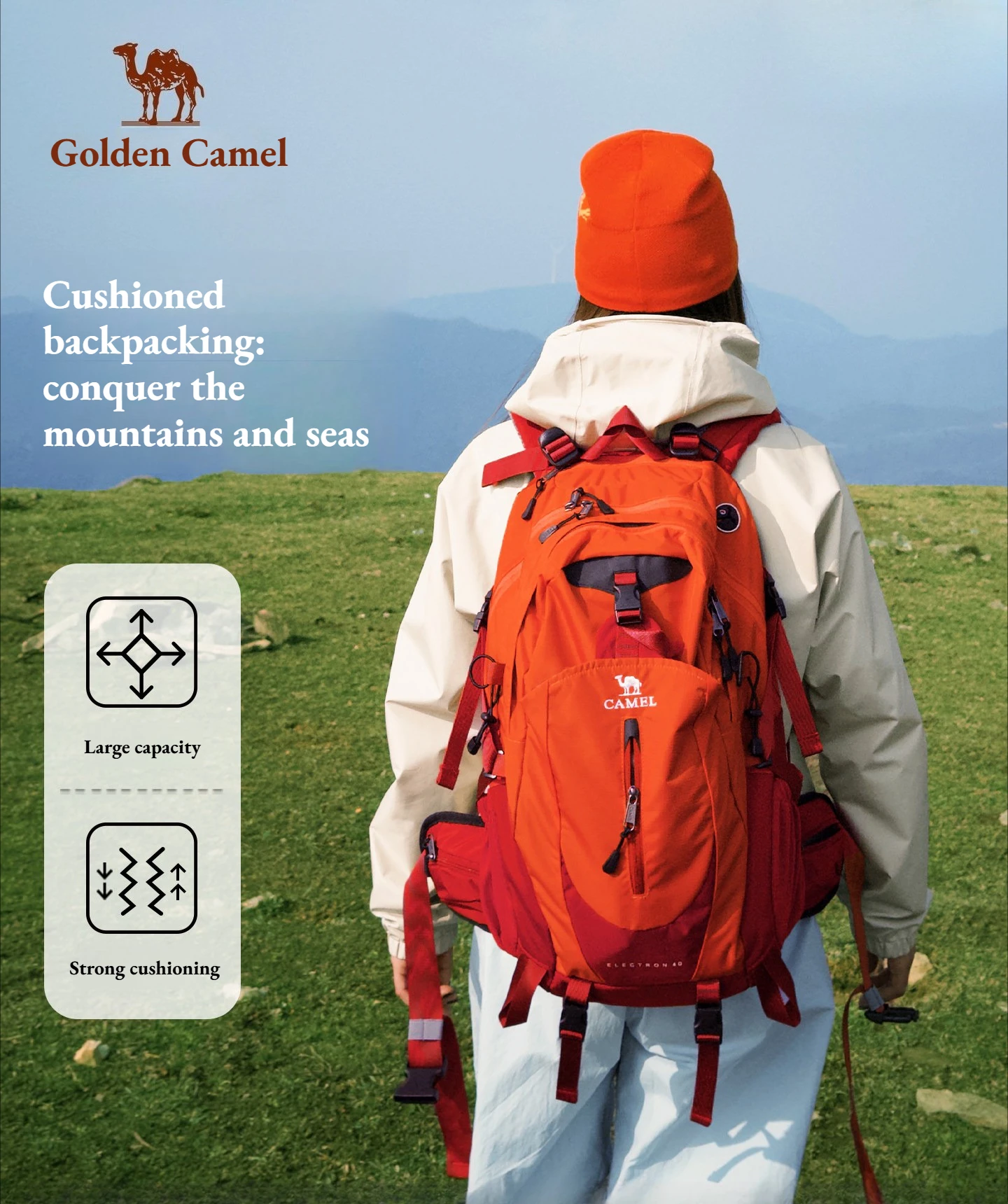 Golden Camel 38L Men Women Outdoor Backpack Waterproof Travel Trekking Climbing Hiking Camping Rucksack Tactical Sports Bags
