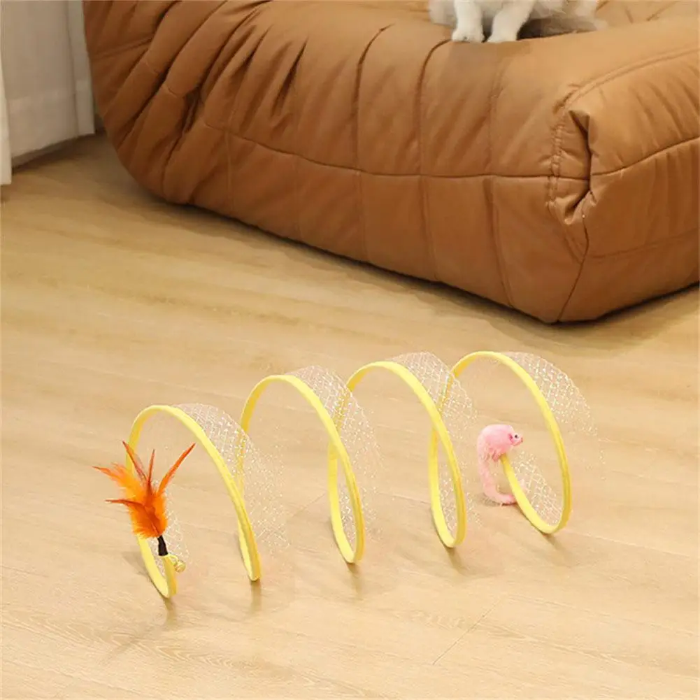 Cat Foldable Channel Toy With Feathers Scratch-resistant Self-happy Toys Pet Supplies For Indoor Cats