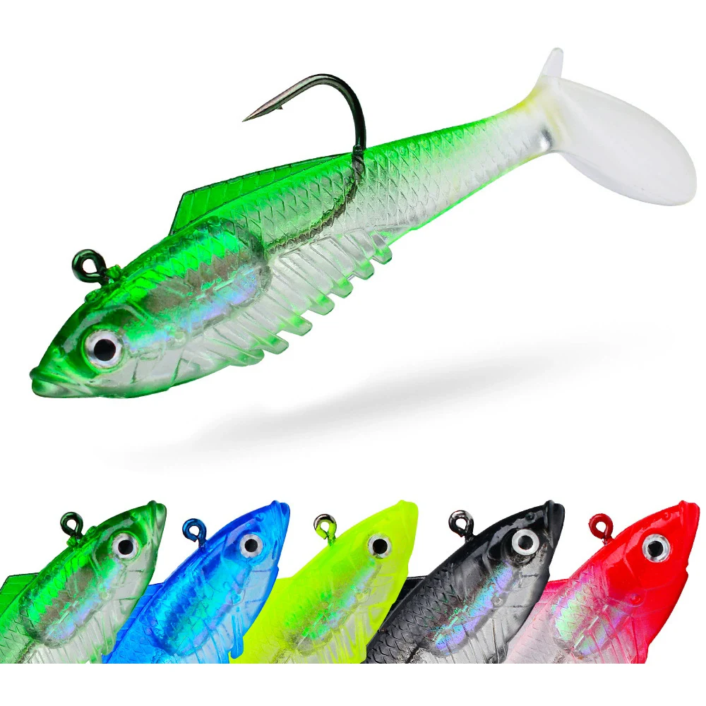 

1pcs Soft Tail Fishing Bait 7.5cm-11g 9.7cm-19g Silicone Simulation Lifelike Lure Swimbait Lead Jig hook for Bass dw6086