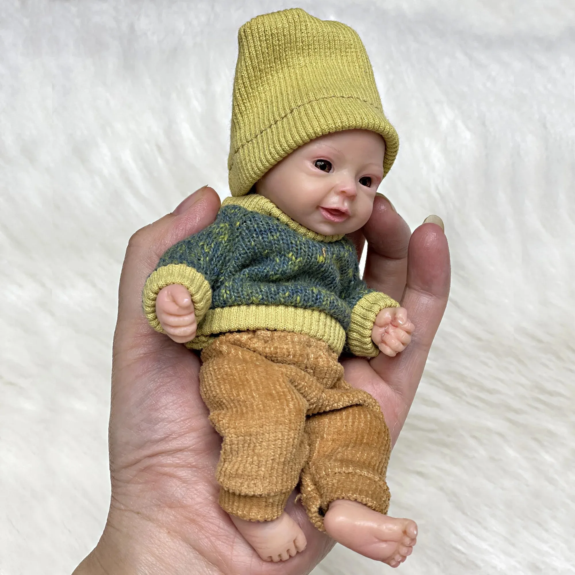 15 CM peint plein solide Silicone Bebe garçon Reborn bébé poupées à la main mignon Mini paume poupées Reborn Silicone poupées feestрн маль Labaк