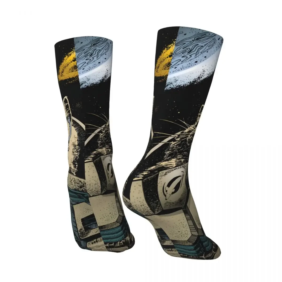 Calcetines divertidos sin costuras para hombre, medias transpirables con diseño de astronauta espacial, gato, Hip Hop, Harajuku, para baloncesto