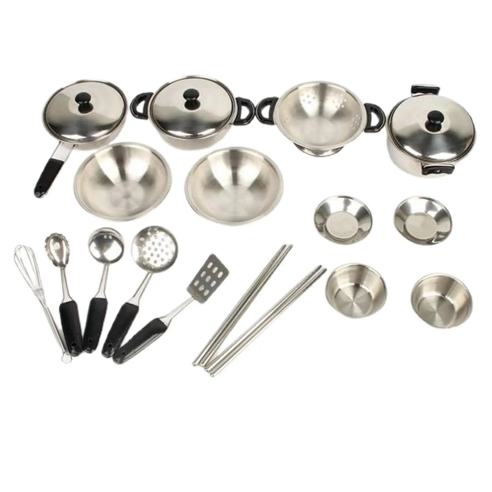 Little Pretend Play Edelstahl-Kochutensilien-Zubehör-Set, Spielzeug mit Kochgeschirr, Töpfen und Pfannen für Kinder und Mädchen