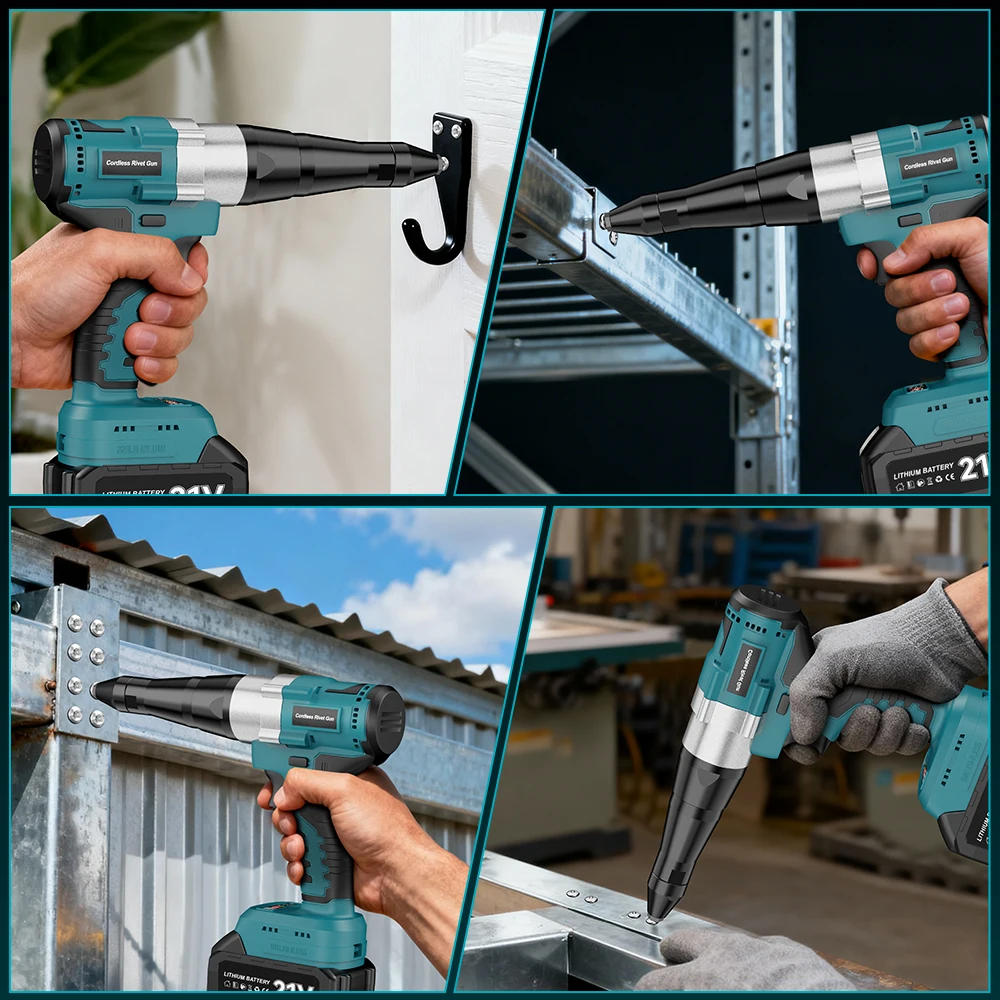 YEARTOP 25000N Бесщеточный электрический пистолет для заклепок Беспроводной 3,2-4,8 мм пистолет для заклепок и гаек Вставка для дрели Автоматический электроинструмент для батареи Makita 18 В