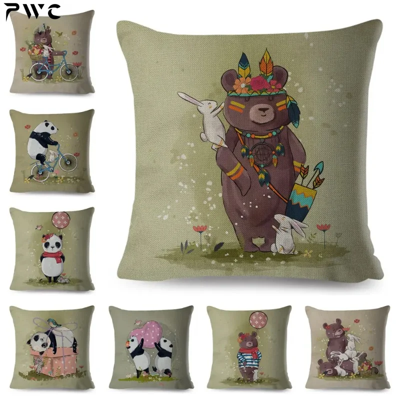

Lovely Cartoon Panda Bear Pillow Case Decor Cute Animal Pillowcase Cushion Cover for Children Room Sofa Home Car 45x45