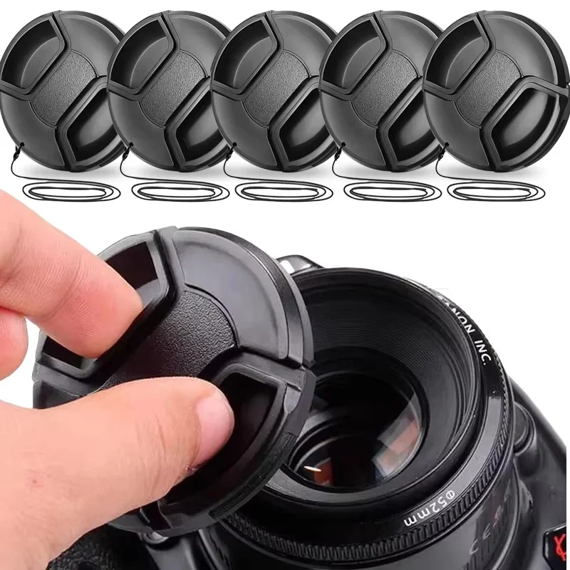 

37/49/52/55/58/62/82mm Camera Lens Caps With Lanyard Anti-scratch Anti-lost Front Lens Protectors Covers For Nikon Sony Cameras