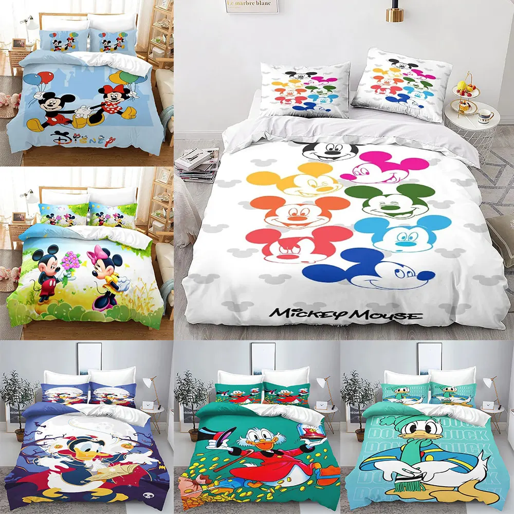 

Christmas Bedding Sets Mickey Minnie Mouse Comforter Bed Cover Donald Duck Duvet Cover Pillow Case 2-3 Pieces Sets Home Decor