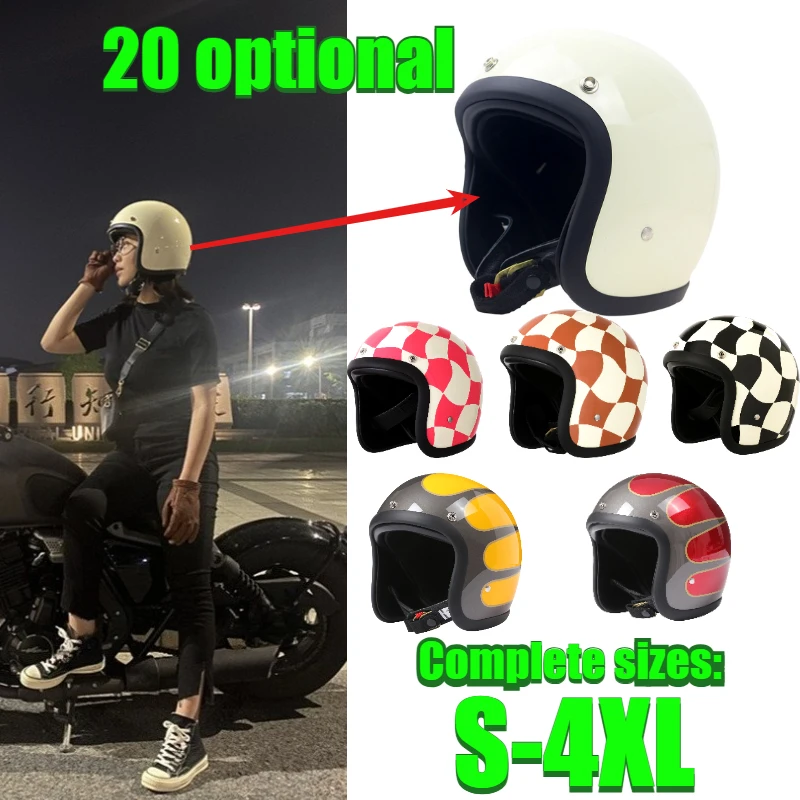 Lightweight 3/4 Open Face Motorcycle Helmet Four Seasons Men Women Vintage Cruiser Ventilated Half Helmet Full Sizes 20 Styles