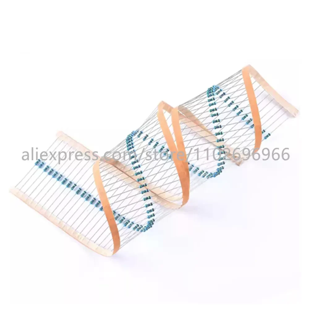 1000pcs Metal Film Resistors 0.25W 1/4 Watts 1% 10 12 15 18 20 22 24 27 30 33 36 39 43 47 51 56 62 68 75 82 91 K R E Ohm