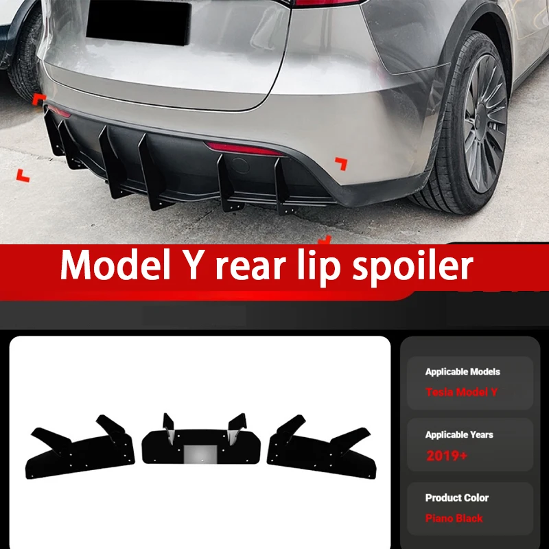 Applicable to 2019+ Tesla Model Y rear bumper rear lip tail lip spoiler blade cross-border modification parts