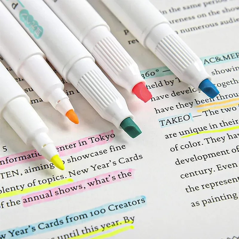 5/15/25 Pcs/Set Double Headed Highlighter Pens Graffiti Markers Highlighters Art Colored Sketching Markers Kawaii Stationery