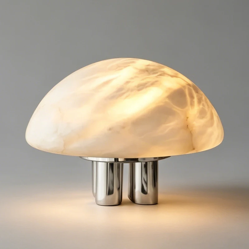 Retro style Chinese LED light source bedroom living room decoration marble stainless steel