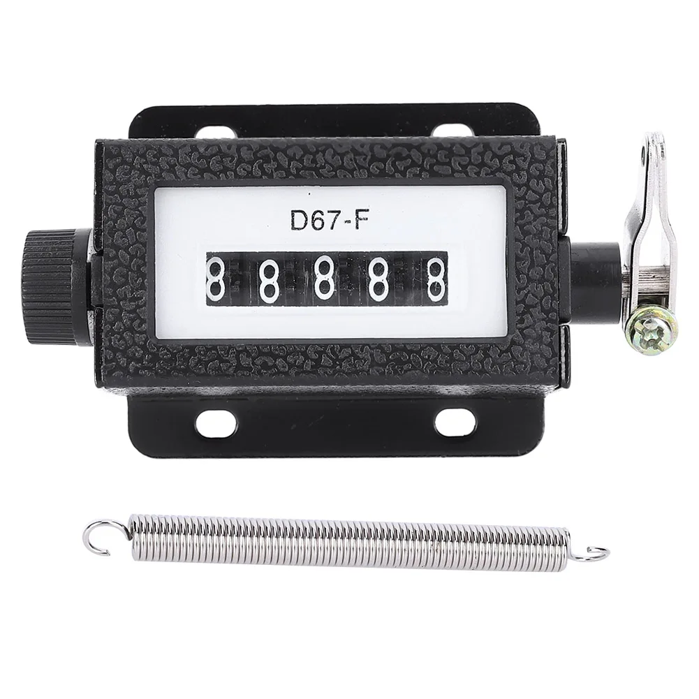 Digit Counter Mechanical 5 Digit 0-99999 Pull Count Counter Manual Counter Pull Counter Rotary Knob Resettable Black with Spring