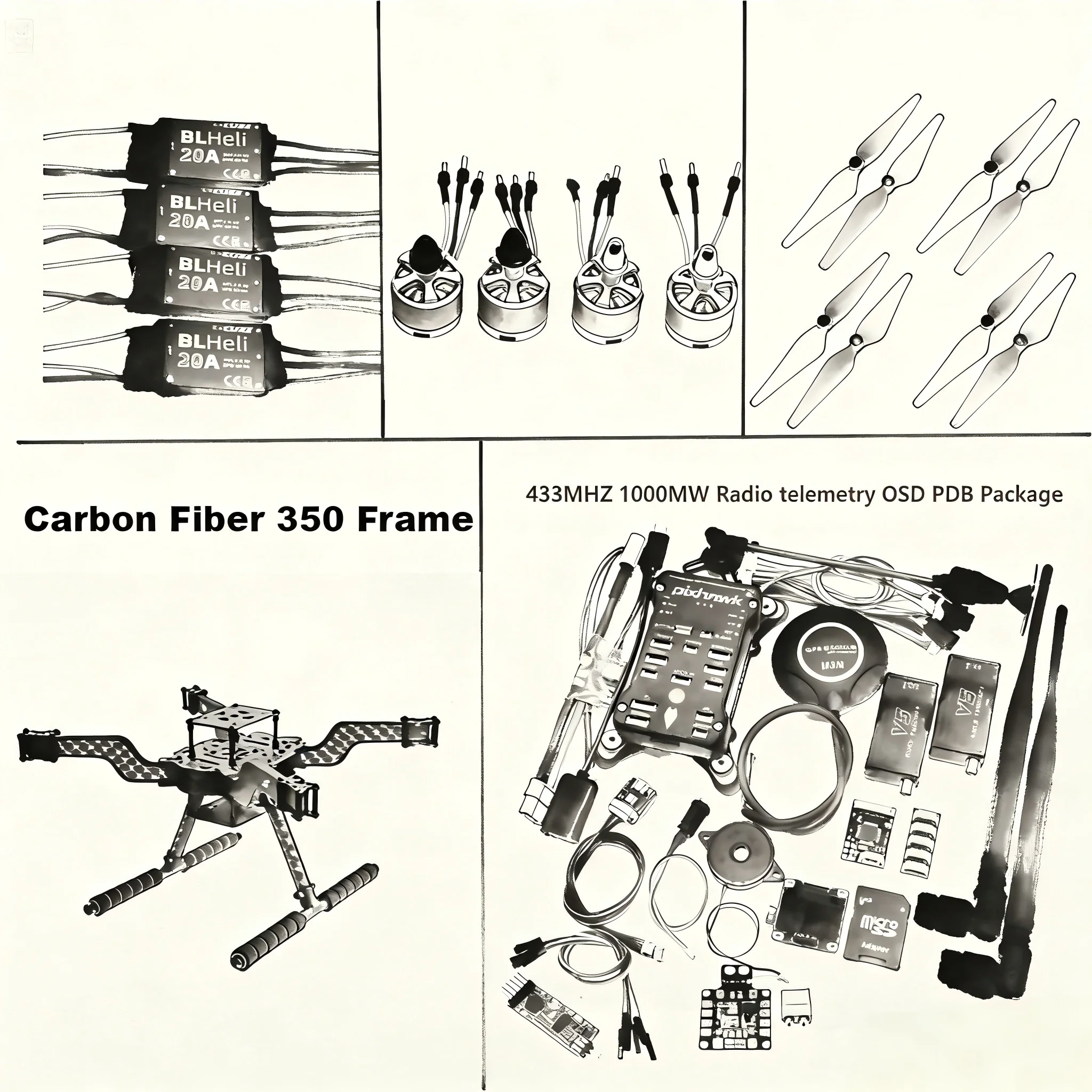 DroneHub 2.4.8 M8N Open source new smart drone FLY350 300 380 450MM quadrotor upturned rack