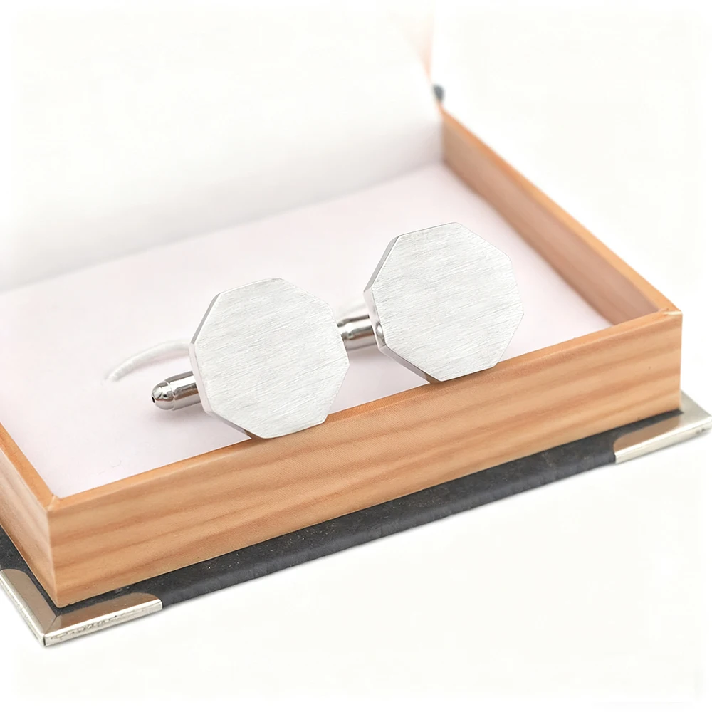 أزرار أكمام رجالية قابلة للنقش من iGame تصميم مثمن لرسم الأسلاك المعدنية 3 ألوان خيار أزرار أكمام كلاسيكية للبيع بالجملة والتجزئة #6