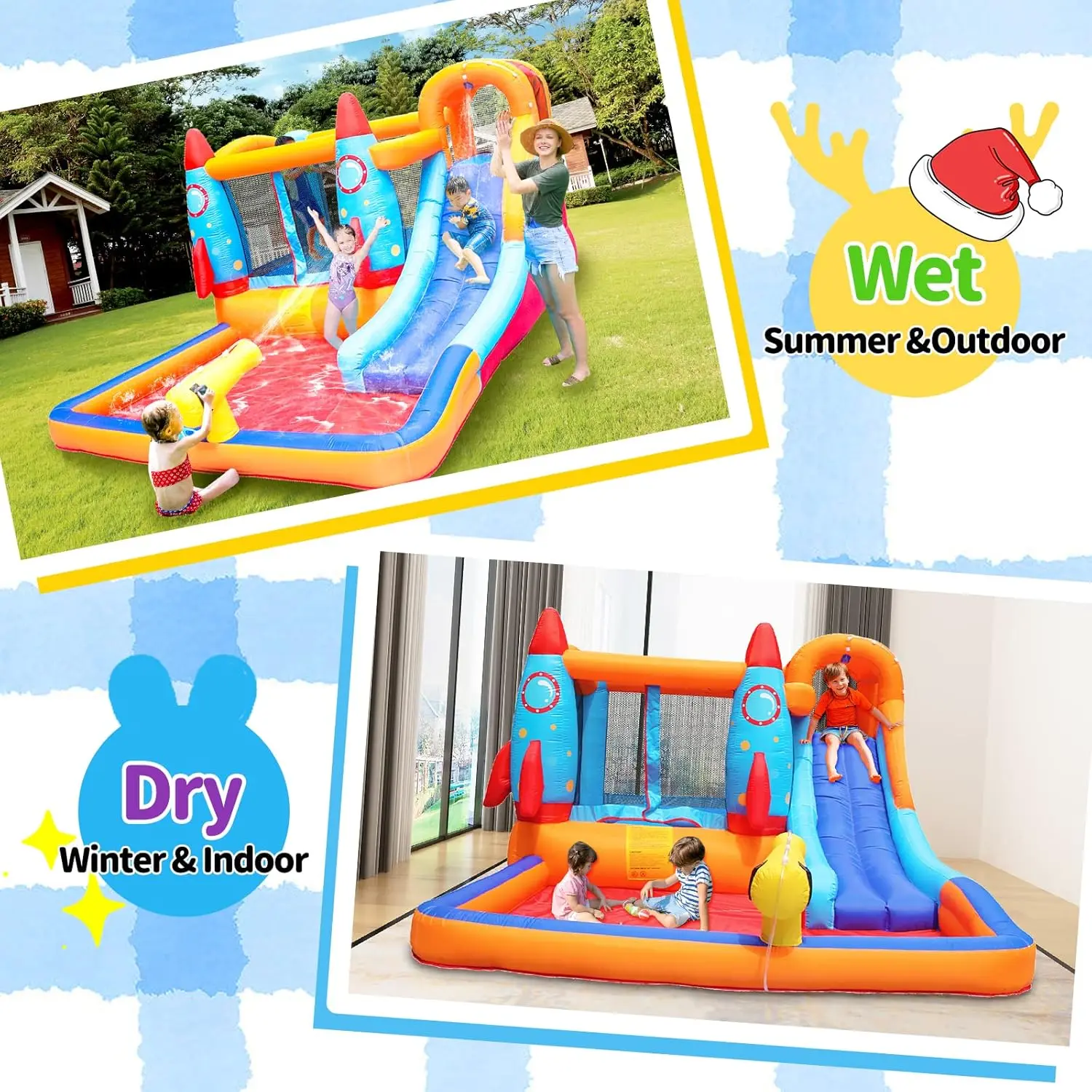 Toboggan gonflable-maison de rebond pour enfants, château gonflable pour enfants en plein air, maison de rebond d'eau avec toboggan, Par d'eau gonflable