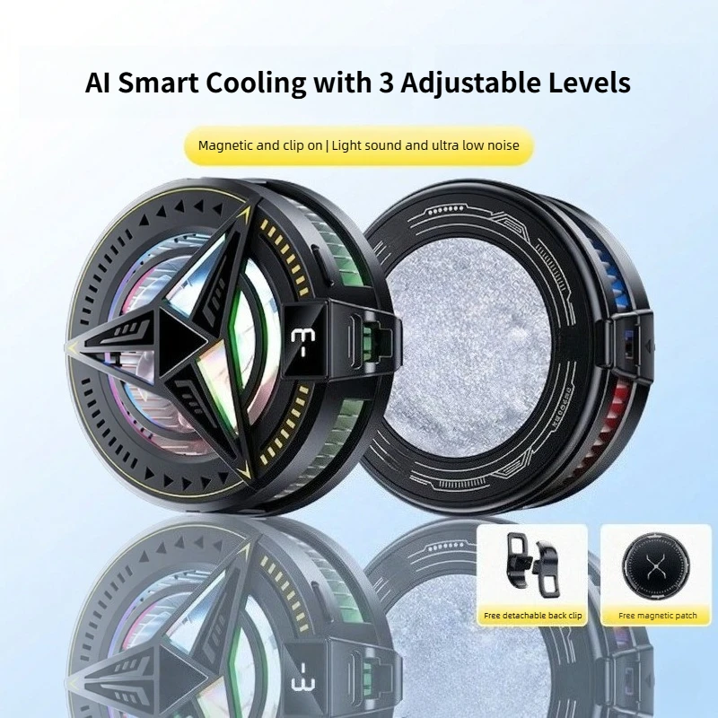 

Magnetic Phone Cooler Semiconductor Cooling Fan Gaming Radiator for Tablet Live Streaming Fast Chilling Pad Universal Heat Sinks