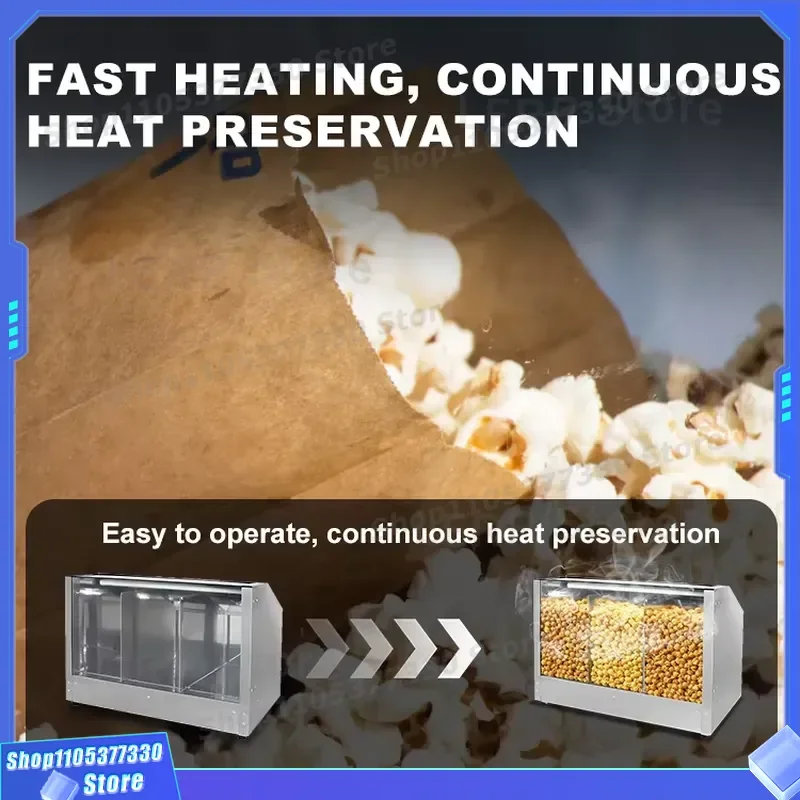 Commercial Popcorn Warmer Machine 2024 Licensed Display Counter Heater for Cinema Snack Bar Stand Retail Store Equipment 2024