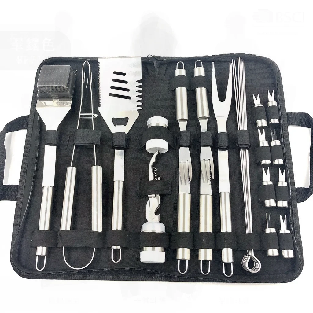 

Набор инструментов для барбекю на открытом воздухе, 20 шт., аксессуары для барбекю из нержавеющей стали, гриль, вилка, лопата, зажим, кисть, современный минималистичный дизайн