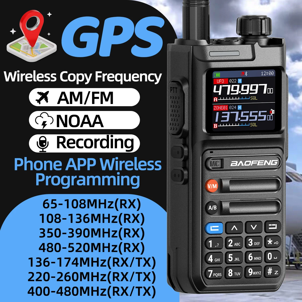 Baofeng AR26 GPS Walkie Talkie Multi Band Phone APP Wireless Programming Recording Type-C Charge AM FM Long Range Two Way Radio