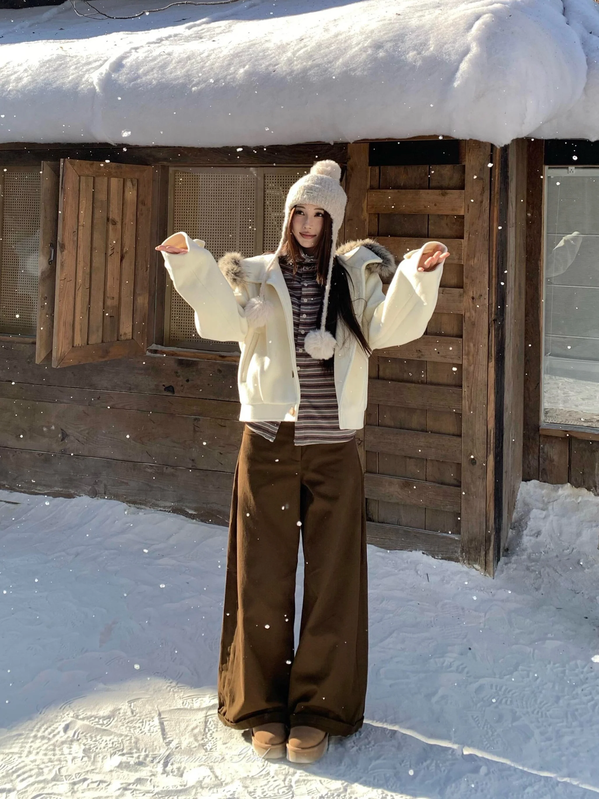 

Женское шерстяное пальто MOXI Thiened Warmth с капюшоном, белое, свободного кроя, на пуговицах, повседневное, модное