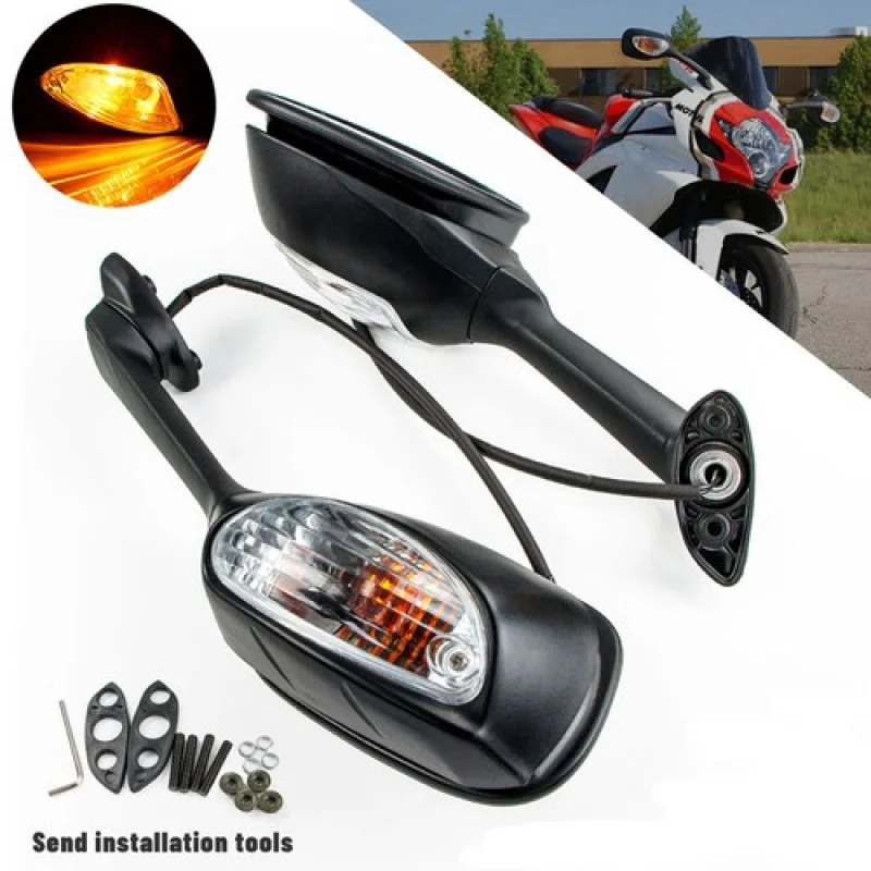 

Turn signal rearview mirror Fit For Suzuki GSXR600/750 06-22 GSXR1000 05-16 Gixxer Mirror Rotatable Angle Amber light