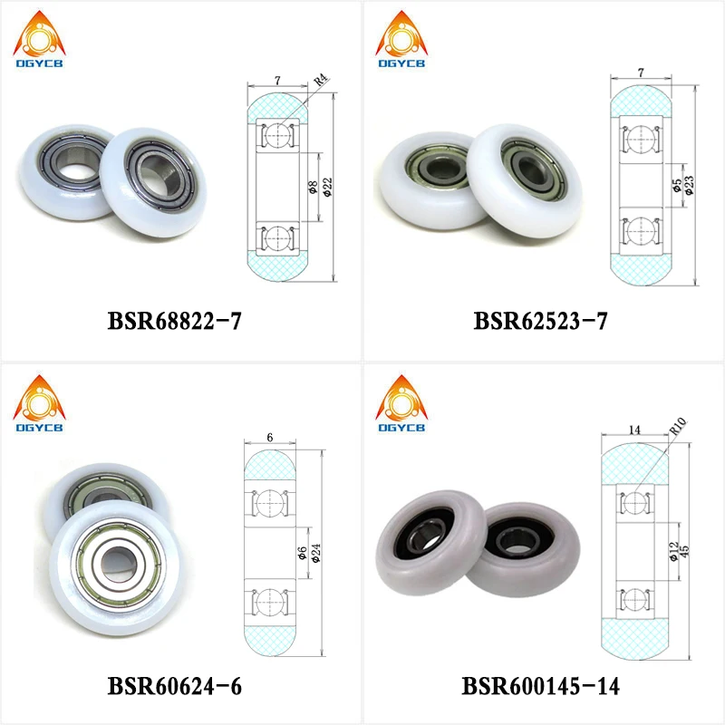 

4pcs 8 mm Bore 22 mm Diameter POM Coated Round Roller BSR68822-7 8x22x7 mm Plastic Bearing Wheel Rowing Machine Furniture Pulley